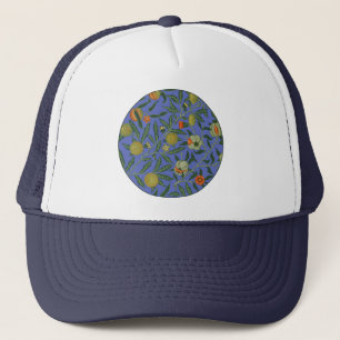 William Morris Granaatappel Blauw Kleurrijk Behang Trucker Pet