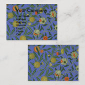 William Morris Granaatappel Blauw Kleurrijk Behang Visitekaartje (Voorkant / Achterkant)