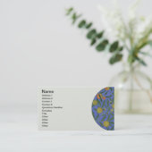 William Morris Granaatappel Blauw Kleurrijk Behang Visitekaartje (Staand voorkant)