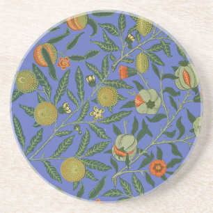 William Morris Granaatappel Blauw Kleurrijk Behang Zandsteen Onderzetter