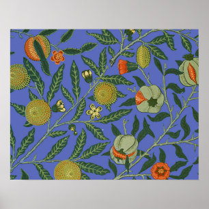 William Morris Granaatappel Blauwe Kleurrijke Beha Poster