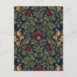 William Morris Granaatappel Bloemig Navy Patroon Briefkaart