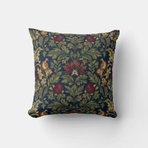 William Morris Granaatappel Bloemig Navy Patroon Kussen