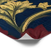 William Morris Granaatappel Bloemig Navy Patroon Poster (Hoek)