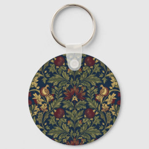 William Morris Granaatappel Bloemig Navy Patroon Sleutelhanger