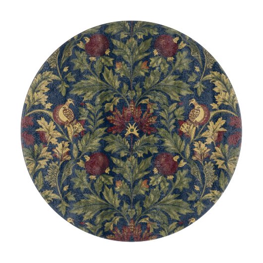 William Morris Granaatappel Bloemig Navy Patroon Snijplank (Voorkant)