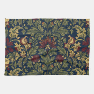 William Morris Granaatappel Bloemig Navy Patroon Theedoek