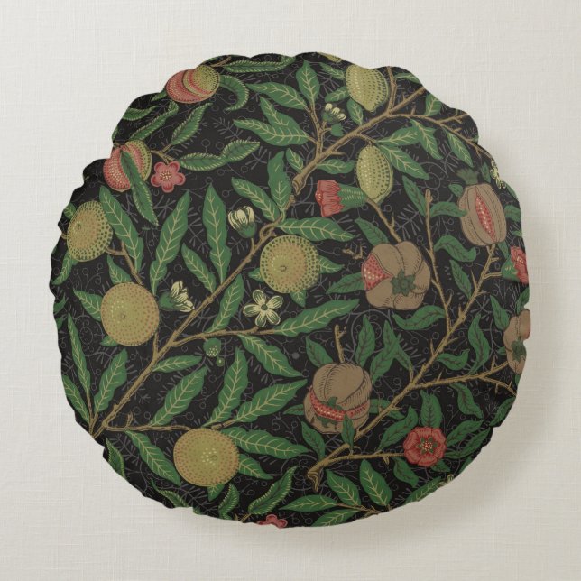 William Morris Granaatappel Classic Fruit Rond Kussen (Voorkant)