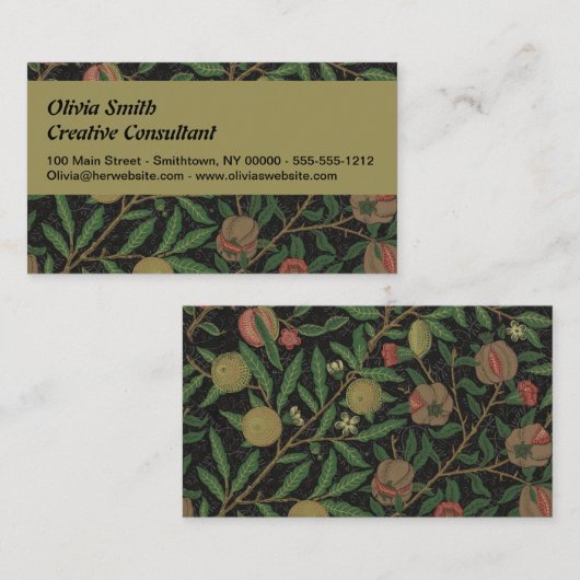 William Morris Granaatappel Classic Fruit Visitekaartje (Voorkant / Achterkant)