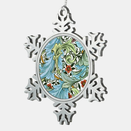 William Morris - Granville, beroemd design, Tin Sneeuwvlok Ornament (Rechts)