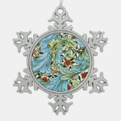 William Morris - Granville, beroemd design, Tin Sneeuwvlok Ornament (Voorkant)