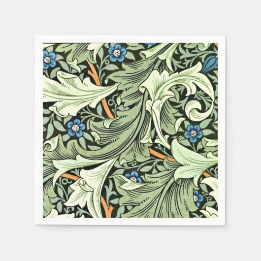 William Morris - Granville, blauw en groen groot Servet (Voorkant)
