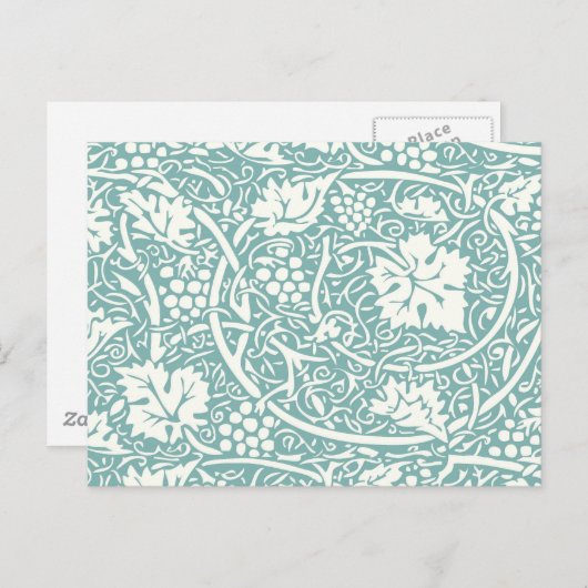 William Morris Grape Pattern Blauwgroen Turquoise Briefkaart (Voorkant / Achterkant)