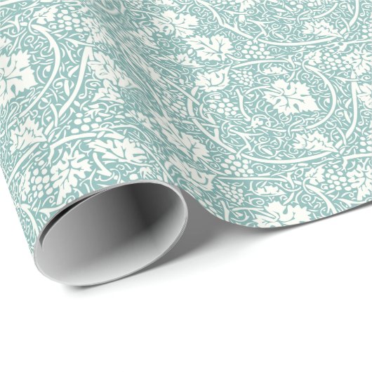 William Morris Grape Pattern Blauwgroen Turquoise Cadeaupapier (Rol Hoek)