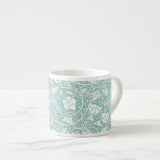 William Morris Grape Pattern Blauwgroen Turquoise Espresso Kop (Voorkant rechts)