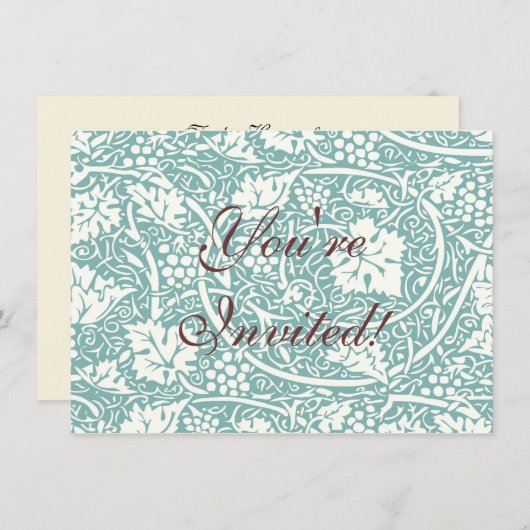 William Morris Grape Pattern Blauwgroen Turquoise Kaart (Voorkant / Achterkant)