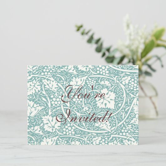 William Morris Grape Pattern Blauwgroen Turquoise Kaart (Staand voorkant)