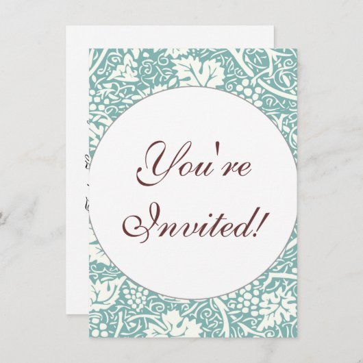 William Morris Grape Pattern Blauwgroen Turquoise Kaart (Voorkant / Achterkant)