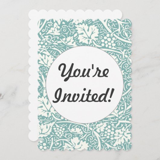 William Morris Grape Pattern Blauwgroen Turquoise Kaart (Voorkant / Achterkant)