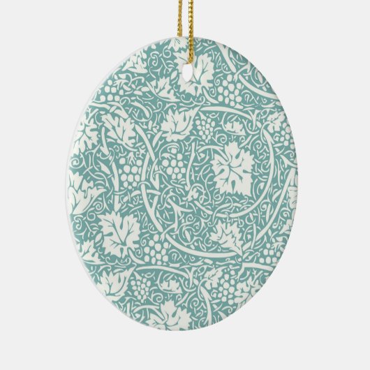 William Morris Grape Pattern Blauwgroen Turquoise Keramisch Ornament (Rechts)