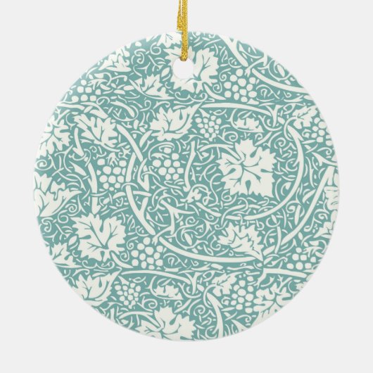 William Morris Grape Pattern Blauwgroen Turquoise Keramisch Ornament (Achterkant)