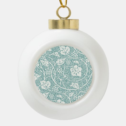 William Morris Grape Pattern Blauwgroen Turquoise Keramische Bal Ornament (Voorkant)