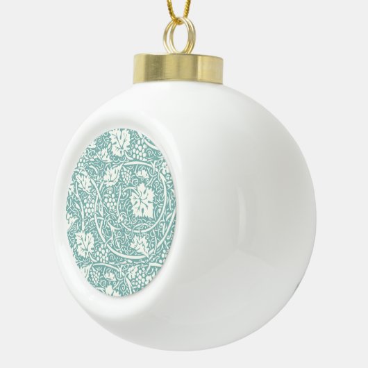 William Morris Grape Pattern Blauwgroen Turquoise Keramische Bal Ornament (Rechts)