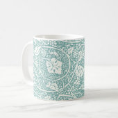 William Morris Grape Pattern Blauwgroen Turquoise Koffiemok (Voorkant links)