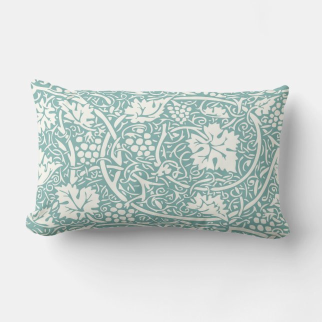 William Morris Grape Pattern Blauwgroen Turquoise Kussen (Voorkant)