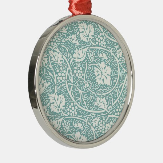 William Morris Grape Pattern Blauwgroen Turquoise Metalen Ornament (Rechts)