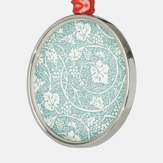 William Morris Grape Pattern Blauwgroen Turquoise Metalen Ornament (Links)