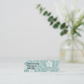 William Morris Grape Pattern Blauwgroen Turquoise Mini Visitekaartje (Staand voorkant)