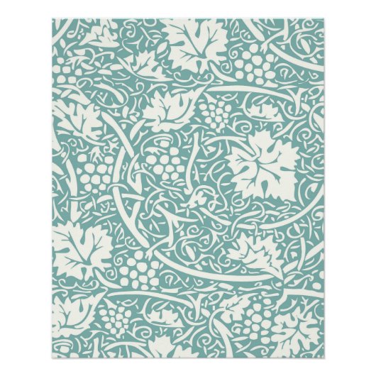 William Morris Grape Pattern Blauwgroen Turquoise Poster (Voorkant)