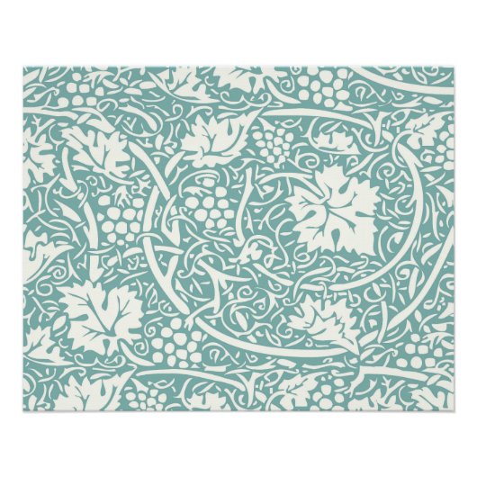 William Morris Grape Pattern Blauwgroen Turquoise Poster (Voorkant)