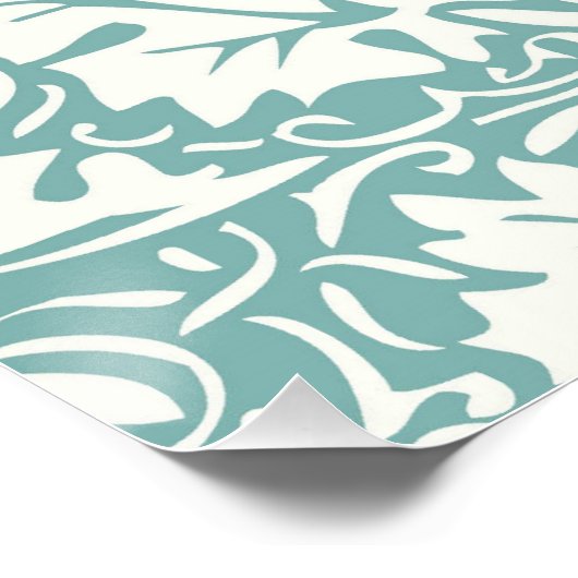 William Morris Grape Pattern Blauwgroen Turquoise Poster (Hoek)