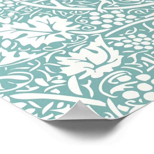 William Morris Grape Pattern Blauwgroen Turquoise Poster (Hoek)