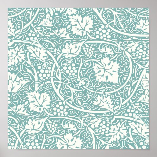 William Morris Grape Pattern Blauwgroen Turquoise Poster (Voorkant)