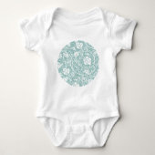 William Morris Grape Pattern Blauwgroen Turquoise Romper (Voorkant)