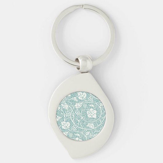 William Morris Grape Pattern Blauwgroen Turquoise Sleutelhanger (Voorkant)