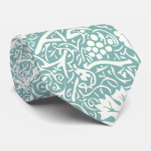 William Morris Grape Pattern Blauwgroen Turquoise Stropdas (Opgerold)