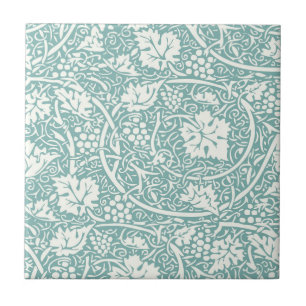 William Morris Grape Pattern Blauwgroen Turquoise Tegeltje