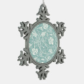 William Morris Grape Pattern Blauwgroen Turquoise Tin Sneeuwvlok Ornament (Links)