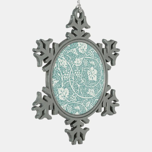 William Morris Grape Pattern Blauwgroen Turquoise Tin Sneeuwvlok Ornament (Links)