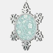 William Morris Grape Pattern Blauwgroen Turquoise Tin Sneeuwvlok Ornament (Rechts)