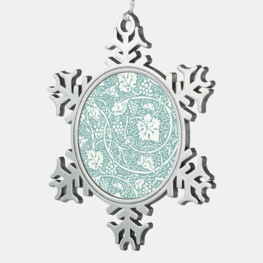 William Morris Grape Pattern Blauwgroen Turquoise Tin Sneeuwvlok Ornament (Rechts)