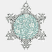 William Morris Grape Pattern Blauwgroen Turquoise Tin Sneeuwvlok Ornament (Voorkant)