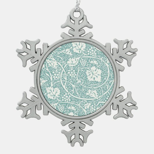 William Morris Grape Pattern Blauwgroen Turquoise Tin Sneeuwvlok Ornament (Voorkant)