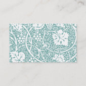 William Morris Grape Pattern Blauwgroen Turquoise Visitekaartje (Achterkant)