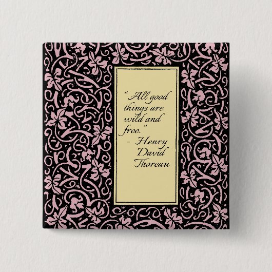 William Morris Grapevine Blad Patroon Vierkante Button 5,1 Cm (Voorkant)