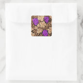 William Morris Grapevine, Brown en Paars Vierkante Sticker (Tas)